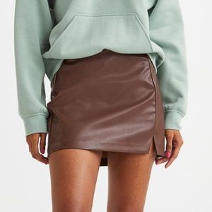 brown leather skirt